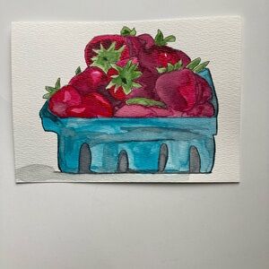 Watercolor Strawberry Painting